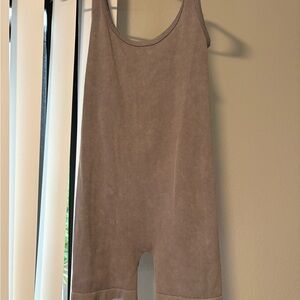 Taupe Ribbed Sleeveless Romper